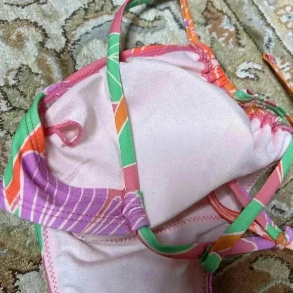 Cupche Swimsuit One Piece Tummy Cutout Tropical Print Cheeky Sz M - Picture 9 of 13